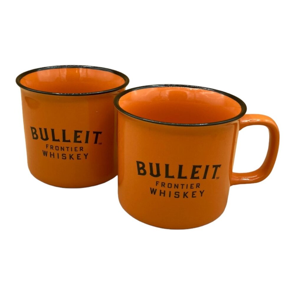 Bulleit Bourbon Frontier Whisky Orange LOT 2 Mugs Whiskey